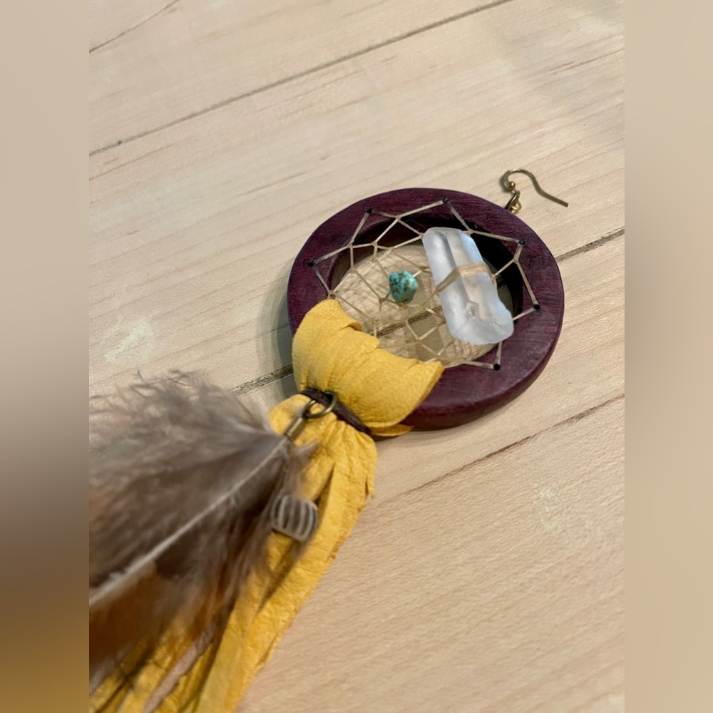 Hand Carved SINGLE Dream Catcher Earring